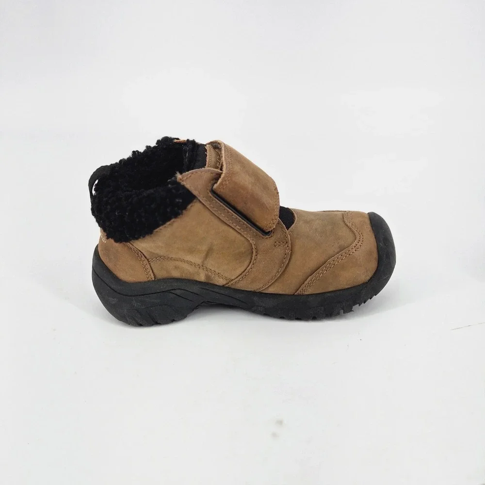 KEEN Kids Kootenay IV Mid Waterproof Brown Leather Wide Toe Box Boots US 8 VGUC